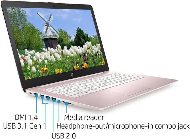 Alt view image 2 of 3 - HP Stream 14" HD Intel N4000 4GB RAM 64GB eMMC Webcam BT Win 10 Pink