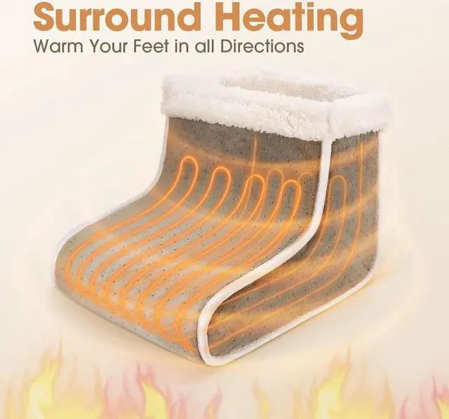 Alt view image 2 of 6 - Heating Pad for Foot, Electric Heated Foot Warmer, Soft Foot Warmer Boots, Removable and Washable, 6-Level Heating and 4-Level Timing, Winter Gifts for Women & Men, Christmas, Massage
