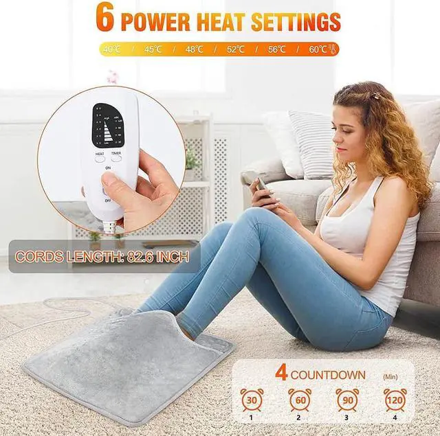 Alt view image 3 of 7 - Electric Heated Foot Warmer, ELBLAKET Electric Heating Pad Foot Warmers for Men and Women