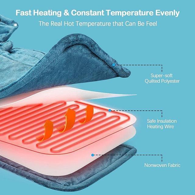 Alt view image 3 of 6 - Heating Pad for Neck and Shoulders,  Large Weighted Neck Heating Pad Electric for Neck Shoulder Pain Relief, 6 Heat Settings 4 Auto-Off , Gifts for Women Men Mom Dad