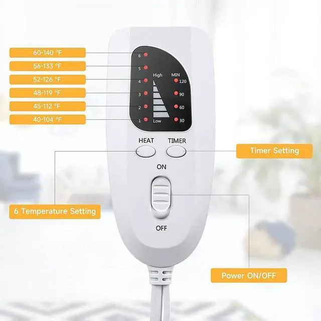 Alt view image 4 of 7 - Heating Pad for Back Pain Relief, Electric Heat Pads for Neck and Shoulders Migraine Relief, Fast-Heating with 6 Heat Setting, Auto Shut Off, Machine Washable, Soft Flannel