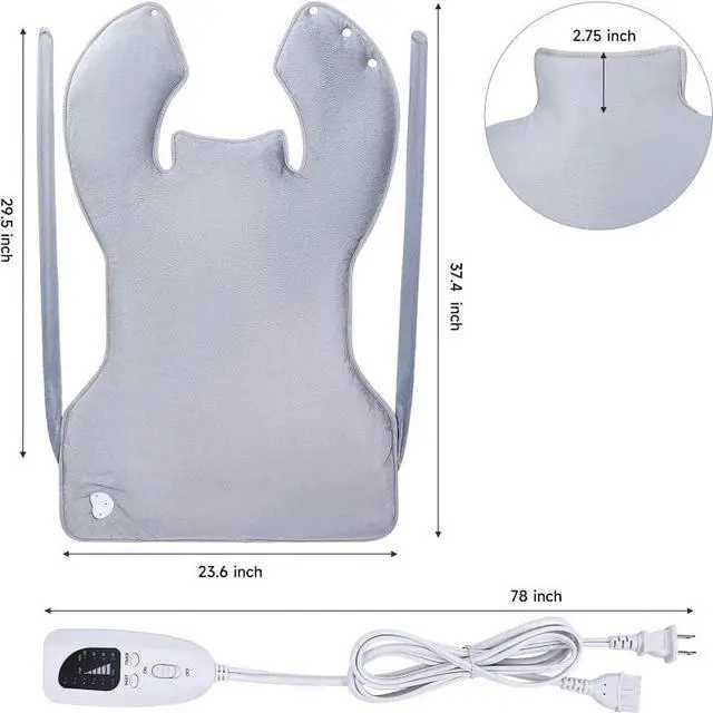 Alt view image 5 of 7 - Heating Pad for Back Pain Relief, Electric Heat Pads for Neck and Shoulders Migraine Relief, Fast-Heating with 6 Heat Setting, Auto Shut Off, Machine Washable, Soft Flannel