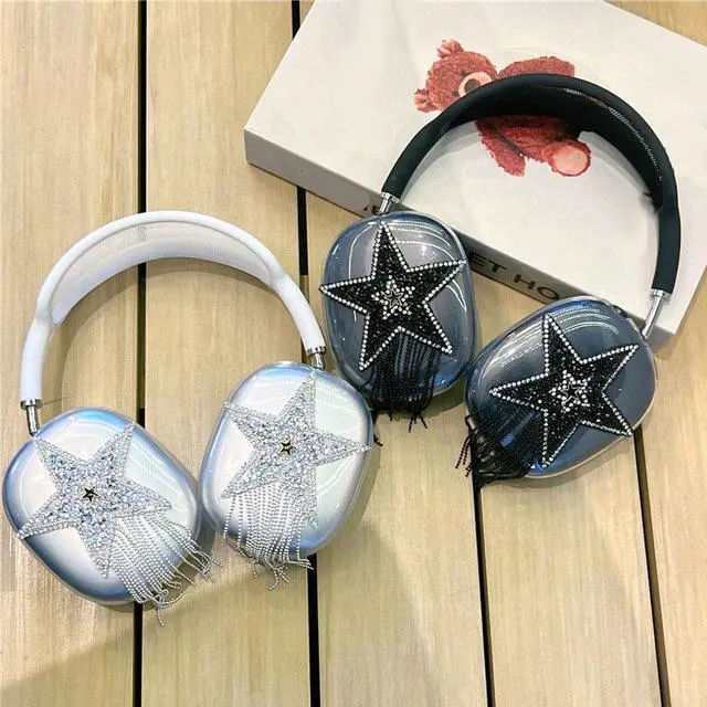 Main image of Tianyeda Bling Case Cover for AirPods Max Glittering Rhinestones Stars, Clear Sparkling Cute Soft Cases for Women Accessories Protective Cover for AirPods Max
