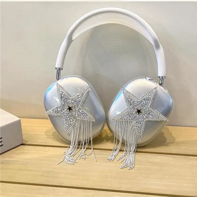 Alt view image 2 of 6 - Tianyeda Bling Case Cover for AirPods Max Glittering Rhinestones Stars, Clear Sparkling Cute Soft Cases for Women Accessories Protective Cover for AirPods Max