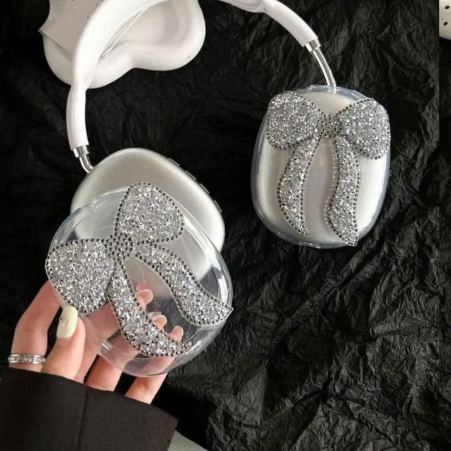 Alt view image 2 of 4 - Tianyeda Bling Case Cover for AirPods Max Glittering Rhinestones Stars, Clear Sparkling Cute Soft Cases for Women Accessories Protective Cover for AirPods Max silvery