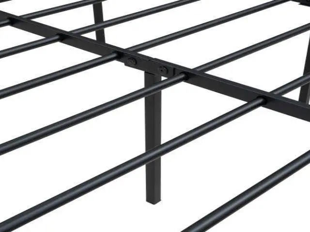 Alt view image 5 of 7 - (Mattress not included.) Queen Size Platform Bed, Metal and Wood Bed Frame with Headboard and Footboard ,Black