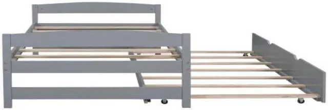 Alt view image 4 of 7 - Twin Size Trundle with Twin Size Platform Bed Gray