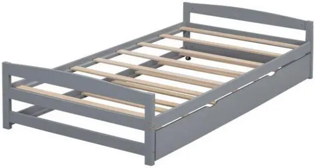 Alt view image 6 of 7 - Twin Size Trundle with Twin Size Platform Bed Gray