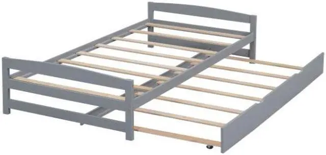 Alt view image 5 of 7 - Twin Size Trundle with Twin Size Platform Bed Gray