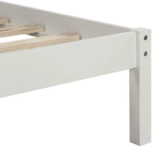 Alt view image 3 of 7 - Platform Bed Frame with Headboard Wood Slat Support No Box Spring Needed Twin White