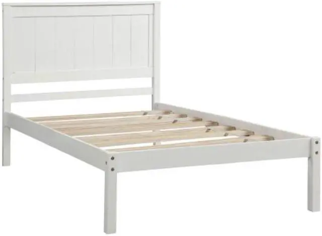 Alt view image 6 of 7 - Platform Bed Frame with Headboard Wood Slat Support No Box Spring Needed Twin White