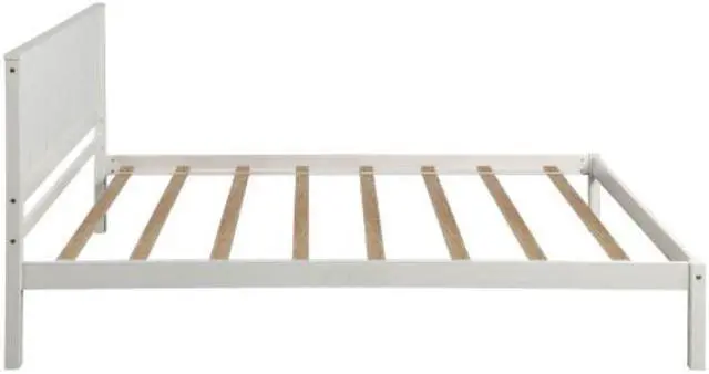 Alt view image 4 of 7 - Platform Bed Frame with Headboard Wood Slat Support No Box Spring Needed Twin White