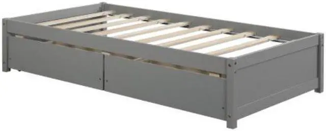 Alt view image 4 of 7 - Solid Wood Twin Bed with 2 Drawers No Box Spring Needed Grey