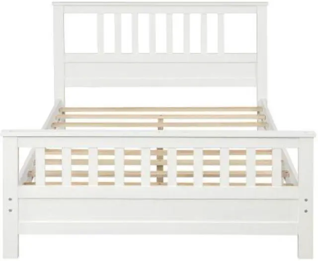 Alt view image 4 of 7 - Wood Platform Bed with Headboard and Footboard Full bed Solid wood bed  White