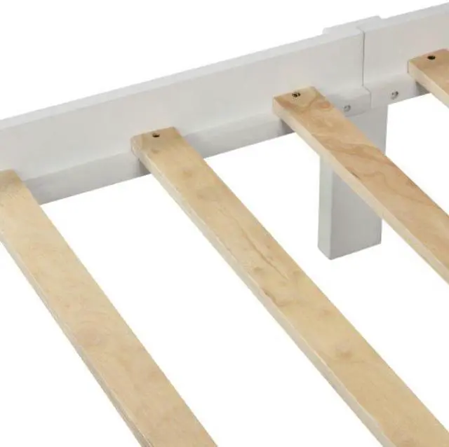 Alt view image 6 of 7 - Wood Platform Bed with Headboard and Footboard Full bed Solid wood bed  White