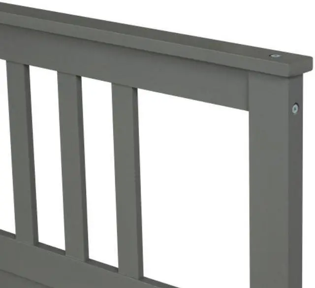 Alt view image 6 of 7 - Twin Bed Pine wood MDF Wood Platform Bed No box Spring needed Gray