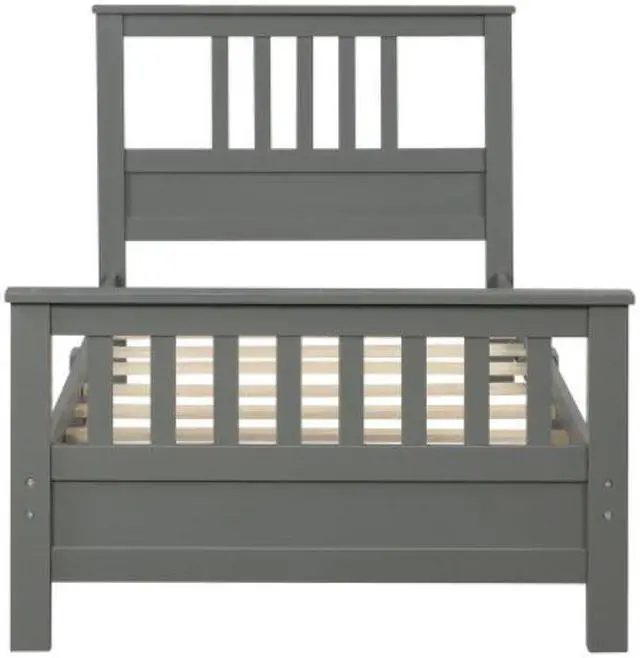 Alt view image 5 of 7 - Twin Bed Pine wood MDF Wood Platform Bed No box Spring needed Gray
