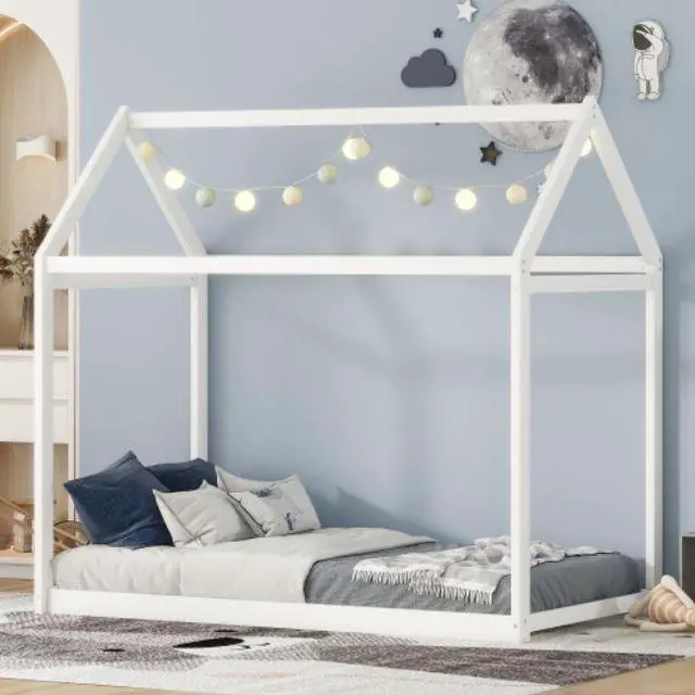 Alt view image 3 of 7 - Childrens bed Treehouse Twin Size Wooden house-shaped cot Bed White