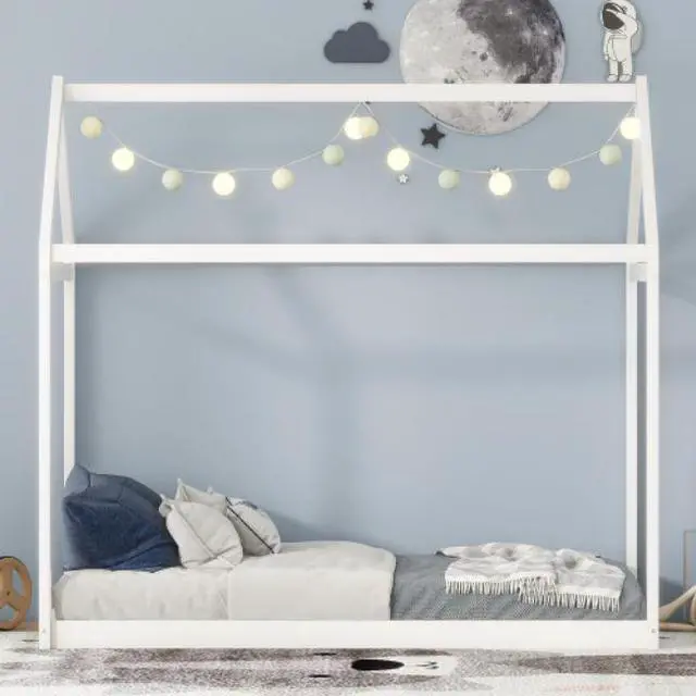 Alt view image 2 of 7 - Childrens bed Treehouse Twin Size Wooden house-shaped cot Bed White