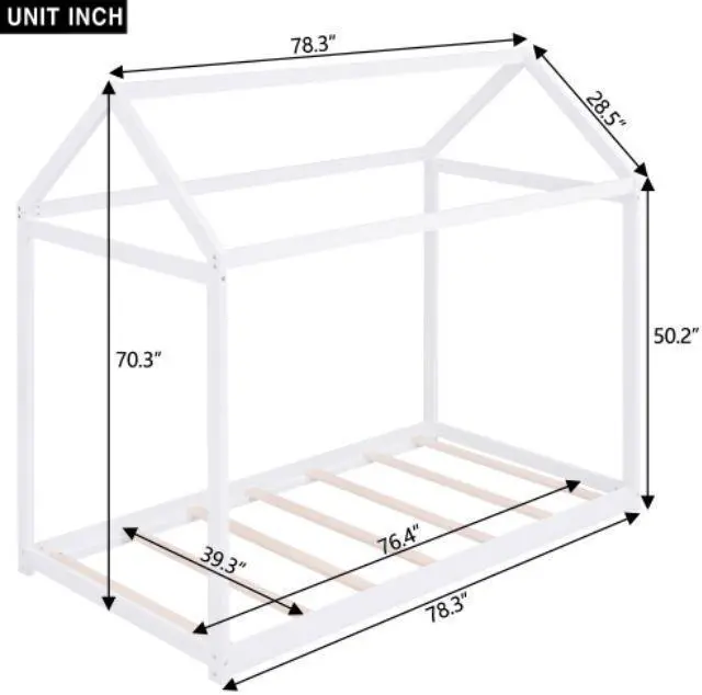 Alt view image 4 of 7 - Childrens bed Treehouse Twin Size Wooden house-shaped cot Bed White
