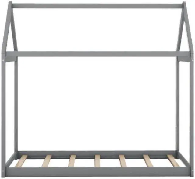 Alt view image 4 of 7 - Twin Size Childrens bed Treehouse Wooden house-shaped cot Bed pine frame Gray