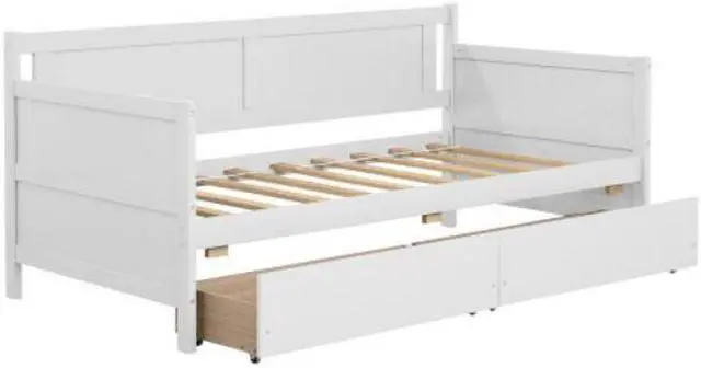 Alt view image 3 of 6 - Daybed with two drawers Twin size Sofa Bed Two Storage Drawers for Bedroom Living Room White
