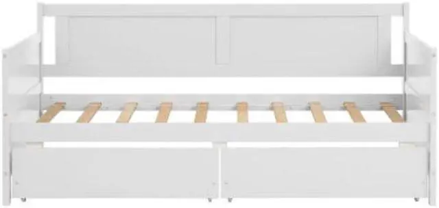 Alt view image 5 of 6 - Daybed with two drawers Twin size Sofa Bed Two Storage Drawers for Bedroom Living Room White