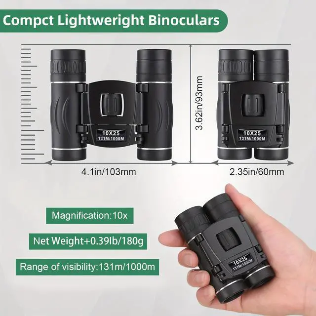 Alt view image 3 of 7 - UBSSO Binoculars with 10X25 Magnification High Powered Mini Pocket Binoculars Lightweight Binoculars