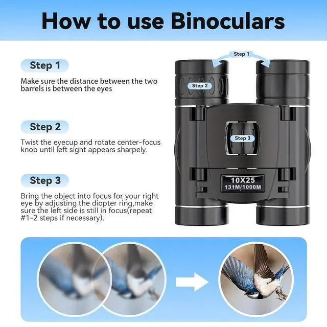 Alt view image 5 of 7 - UBSSO Binoculars with 10X25 Magnification High Powered Mini Pocket Binoculars Lightweight Binoculars