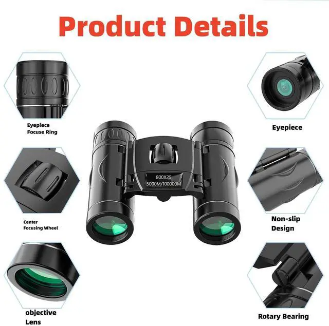 Alt view image 5 of 7 - 800X25 Binocular for Adults with BAK4 Prism Lens High Powered Mini Pocket Binoculars Telescope for Bird Watching, Hunting, Concert, Theater, Opera, Traveling, Sightseeing