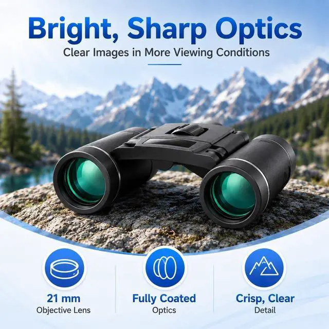 Alt view image 5 of 7 - Mini Compact Binoculars for Adults and Kids - Waterproof High Powered Easy Focus Small Binocular, Ideal for Bird Watching, Hunting, Concert, Theater, Travel, Hiking, Sightseeing & Outdoor Sports