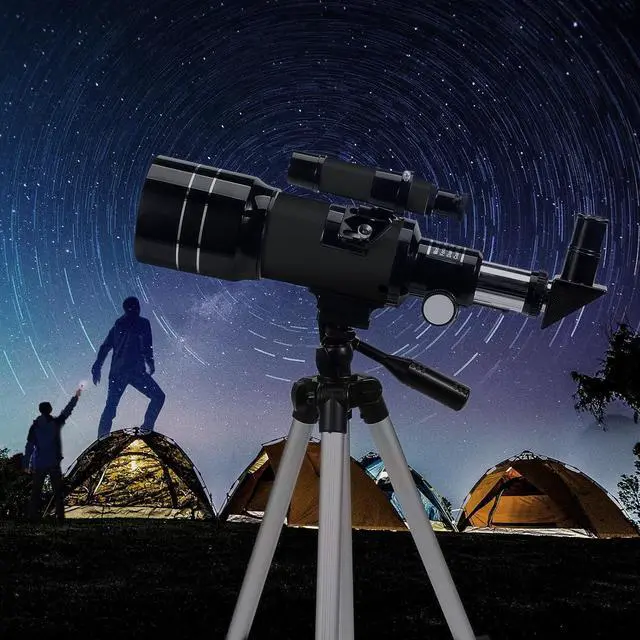 Alt view image 6 of 6 - Telescope for Kids & Adults, 70mm Aperture 300mm Telescopes for Astronomy Beginners, 15X-150X Magnification Portable Refractor Telescope with Adjustable Tripod,Black