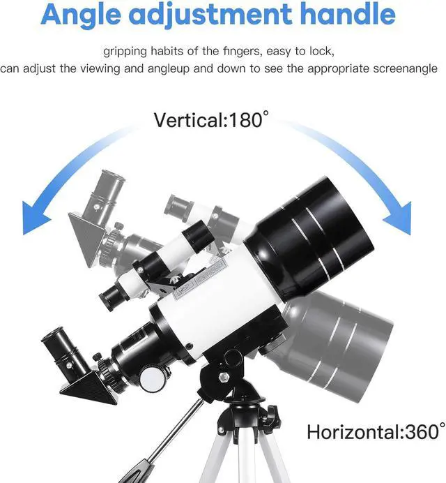 Alt view image 3 of 6 - Telescope for Kids & Adults, 70mm Aperture 300mm Telescopes for Astronomy Beginners, 15X-150X Magnification Portable Refractor Telescope with Adjustable Tripod, Phone Adapter,White