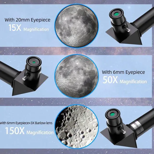 Alt view image 4 of 6 - Telescope for Kids & Adults, 70mm Aperture 300mm Telescopes for Astronomy Beginners, 15X-150X Magnification Portable Refractor Telescope with Adjustable Tripod, Phone Adapter,Blue