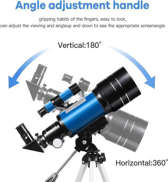 Alt view image 5 of 6 - Telescope for Kids & Adults, 70mm Aperture 300mm Telescopes for Astronomy Beginners, 15X-150X Magnification Portable Refractor Telescope with Adjustable Tripod, Phone Adapter,Blue