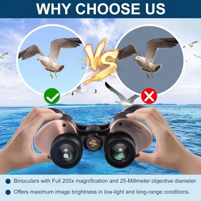 Alt view image 5 of 7 - 20x50 High Powered Binoculars for Adults,Wide Field of View/High Definition Binoculars Professional Binocular for Football Games,Concerts, Travel,Bird Watching,Hunting BAK4 Prism FMC Lens (Brown)