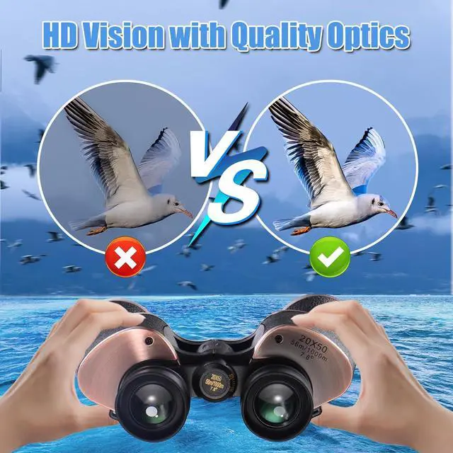 Alt view image 5 of 7 - 20x50 Adult Binoculars High Power Binoculars for Adults,Waterproof Compact Binocular for Bird Football Games Watching Hunting Traveling Outdoor