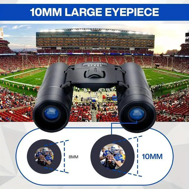 Alt view image 4 of 7 - 10x25 Compact Binoculars for Adults and Kids, High Powered Mini Pocket Binoculars, Waterproof Small Binocular for Bird Watching, Hunting, Concert, Theater, Opera, Traveling, Sightseeing