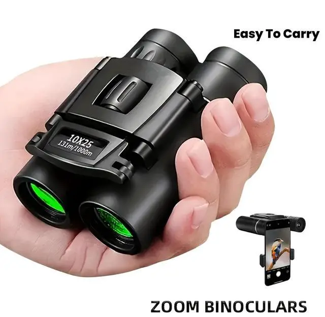 Alt view image 2 of 7 - 10x25 Compact Binoculars for Adults and Kids, High Powered Mini Pocket Binoculars, Waterproof Small Binocular for Bird Watching, Hunting, Concert, Theater, Opera, Traveling, Sightseeing