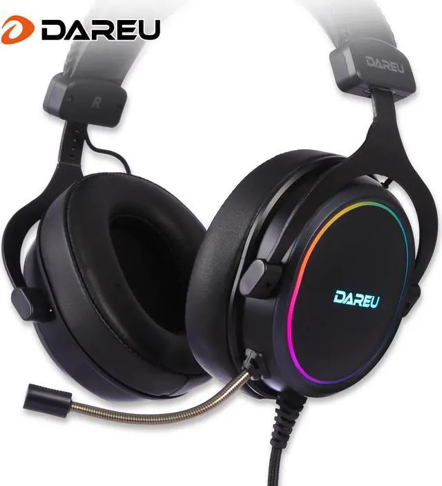 Alt view image 5 of 7 - Dareu EH925 Wired Gaming Headset - 7.1 Surround Sound - Memory Foam Ear Pads - 53MM Drivers - Detachable Microphone - Multi Platforms Black Headphone - Works with PC, PS4/3 & Xbox One/Series X, NS