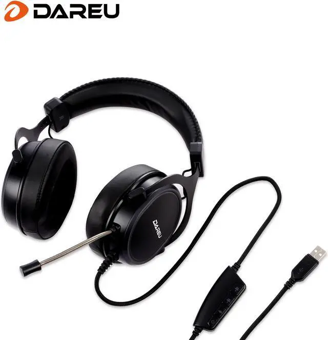Alt view image 2 of 7 - Dareu EH925 Wired Gaming Headset - 7.1 Surround Sound - Memory Foam Ear Pads - 53MM Drivers - Detachable Microphone - Multi Platforms Black Headphone - Works with PC, PS4/3 & Xbox One/Series X, NS