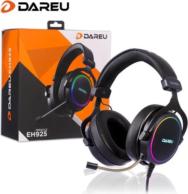 Alt view image 7 of 7 - Dareu EH925 Wired Gaming Headset - 7.1 Surround Sound - Memory Foam Ear Pads - 53MM Drivers - Detachable Microphone - Multi Platforms Black Headphone - Works with PC, PS4/3 & Xbox One/Series X, NS