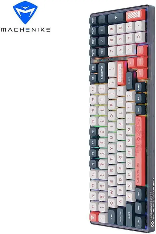 Alt view image 6 of 7 - MACHENIKE K600 V2 Wireless Mechanical Keyboard,Sunset Afterglow Wired,Tri-mode Hot Swappable Kailh BOX Switch RGB,100 Key Upgrade - Red Switch