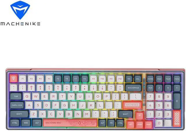 Alt view image 2 of 7 - MACHENIKE K600 V2 Wireless Mechanical Keyboard,Sunset Afterglow Wired,Tri-mode Hot Swappable Kailh BOX Switch RGB,100 Key Upgrade - Red Switch