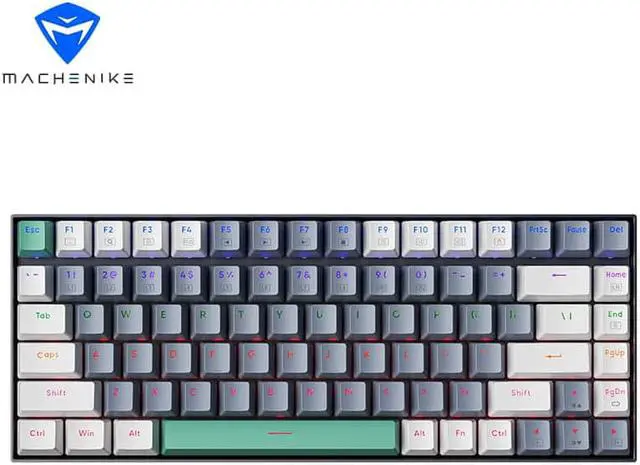 Alt view image 2 of 6 - MACHENIKE K500 Gaming Keyboard, Wired Mechanical Keyboard Hot Swappable 20 RGB Light Effects, PBT Keycap 84 Keys RGB Light Mac Windows - Grey