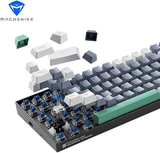 Alt view image 6 of 6 - MACHENIKE K500 Gaming Keyboard, Wired Mechanical Keyboard Hot Swappable 20 RGB Light Effects, PBT Keycap 84 Keys RGB Light Mac Windows - Grey