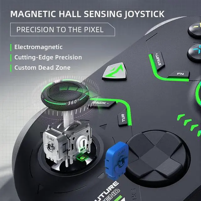 Alt view image 4 of 7 - MACHENIKE G6 Magnetic Hall Sensing Controller 3-Ways Trigger Locks Tri-Mode Connectivity Applies to Nintendo Switch Arcade Games Android - Black