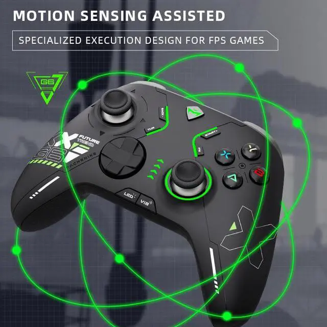 Alt view image 5 of 7 - MACHENIKE G6 Magnetic Hall Sensing Controller 3-Ways Trigger Locks Tri-Mode Connectivity Applies to Nintendo Switch Arcade Games Android - Black