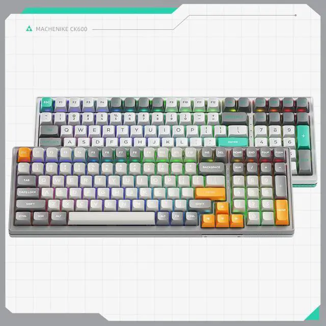 Alt view image 6 of 7 - MACHENIKE CK600 Gaming Keyboard, Tri-mode Dynamic RGB Ambient Light, 3000mAh Endurance, PBT-MDA Profile Cap,100 Key 96% Layout, Marrs Green KTT-KU Brown Tactile Switch