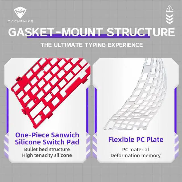 Alt view image 6 of 7 - MACHENIKE GK80 Gaming Keyboard Tri-Mode Gasket-Mounted Structure,97Keys Layout, N Key Rollover,4000mah Endurance, Full RGB Backlit ,Audio Visualizer  Effect,TTC High-Speed Rail Structure Linear Switch